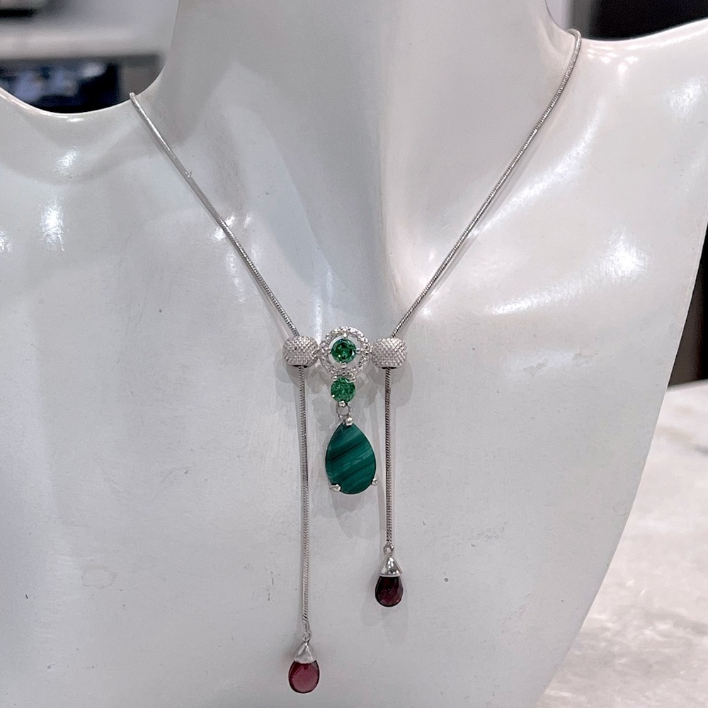 I Slide!!!!Multigemstone Silver Slide Adjustable … - image 1